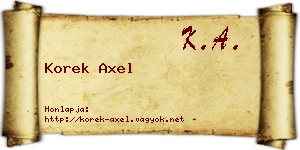 Korek Axel névjegykártya